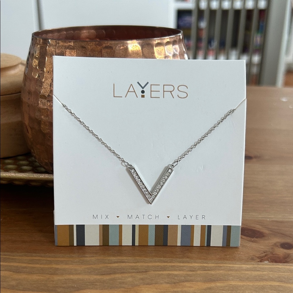 Layers Silver V Pendant Necklace